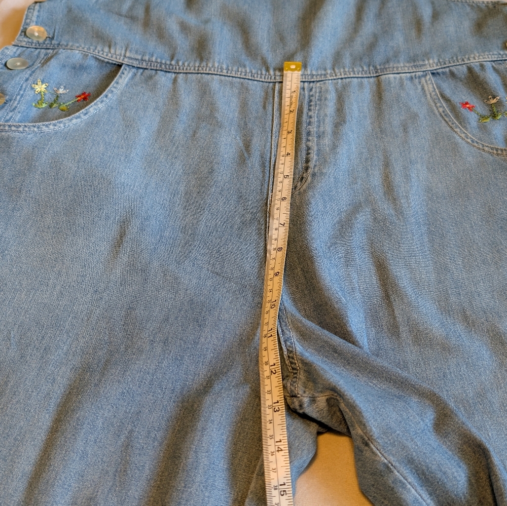 Vintage Stonebridge Denim Floral Embroidery Overalls Size Large - Picture 11 of 13